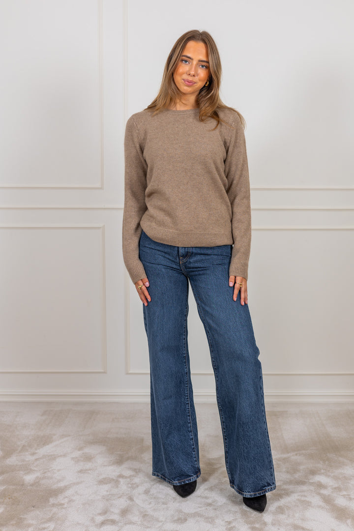 Manila Ls Knit Cashmere O-Neck Delicioso Melange