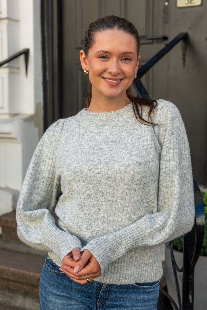 Kelsey Knit Blouse Light Grey Melange
