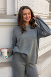 Babette Ls O-Neck Knit Pullover Medium Grey Melange