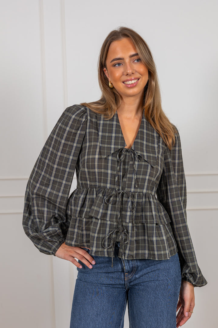 Cinna Ls Tie Top Forest Night Cinna Checks