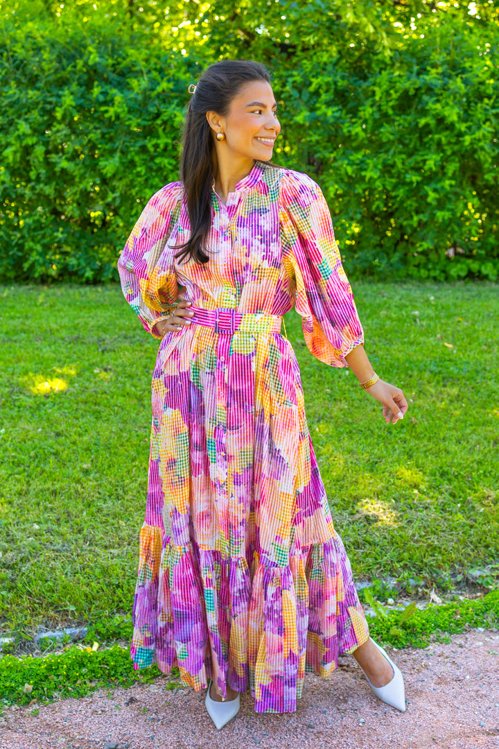 Checks Belt Dress Confetti