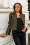 Ruthie Cropped Long Sleeve Blouse Olive