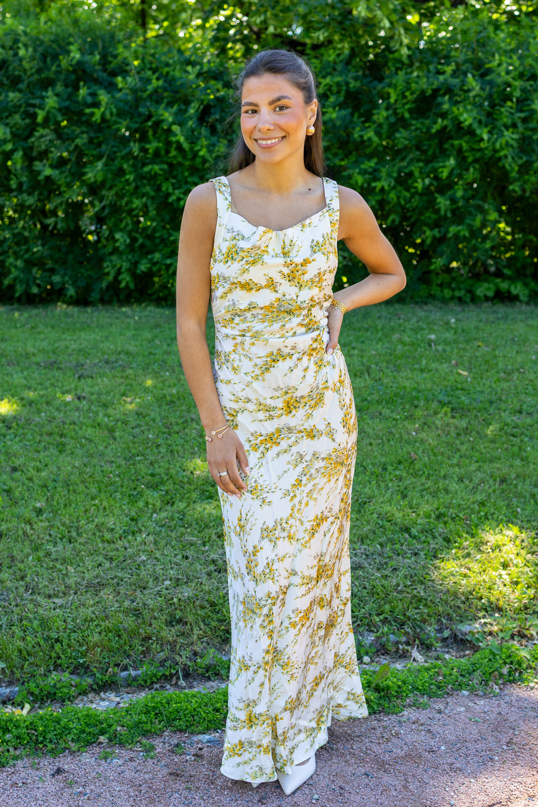 Anna Dress Yellow Mimosa Print
