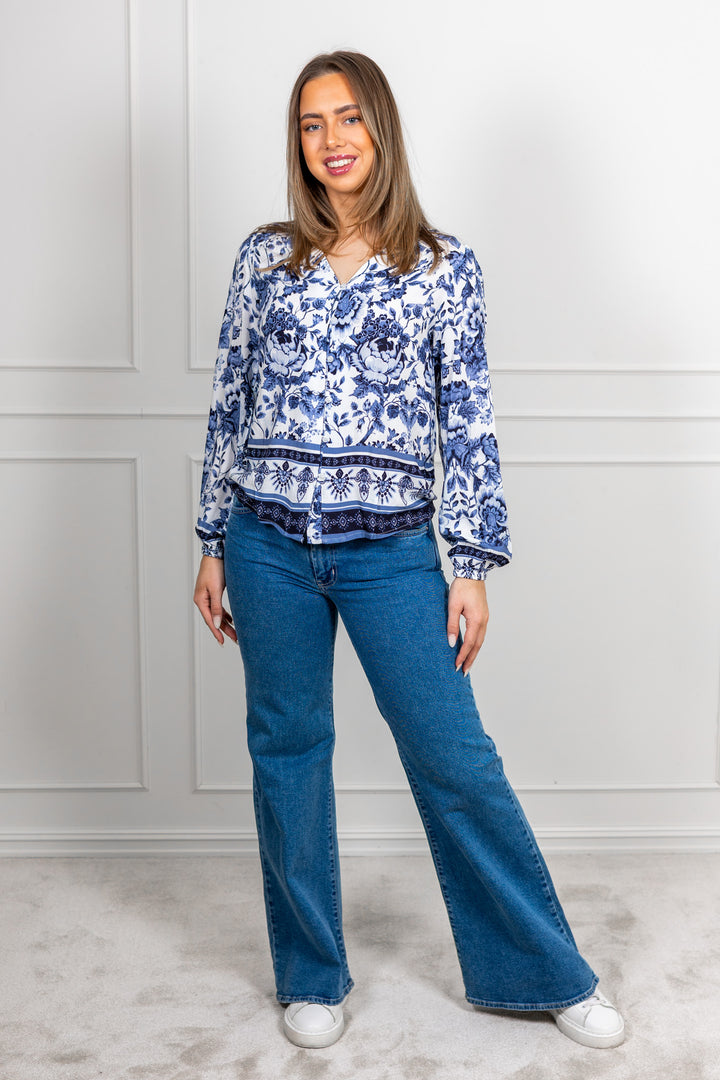 Flower Blouse Navy