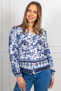 Flower Blouse Navy