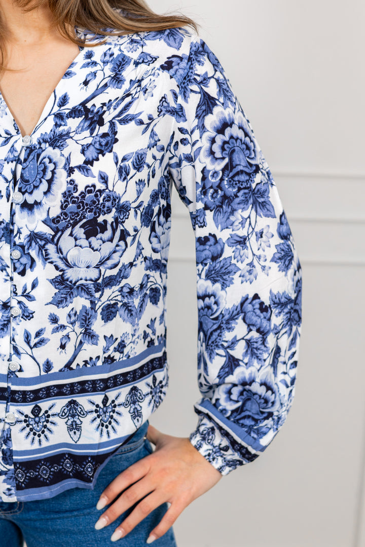Flower Blouse Navy