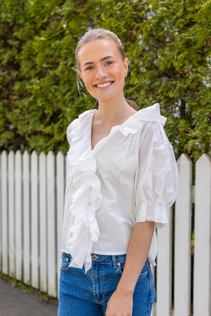 Cotton Frill Blouse White