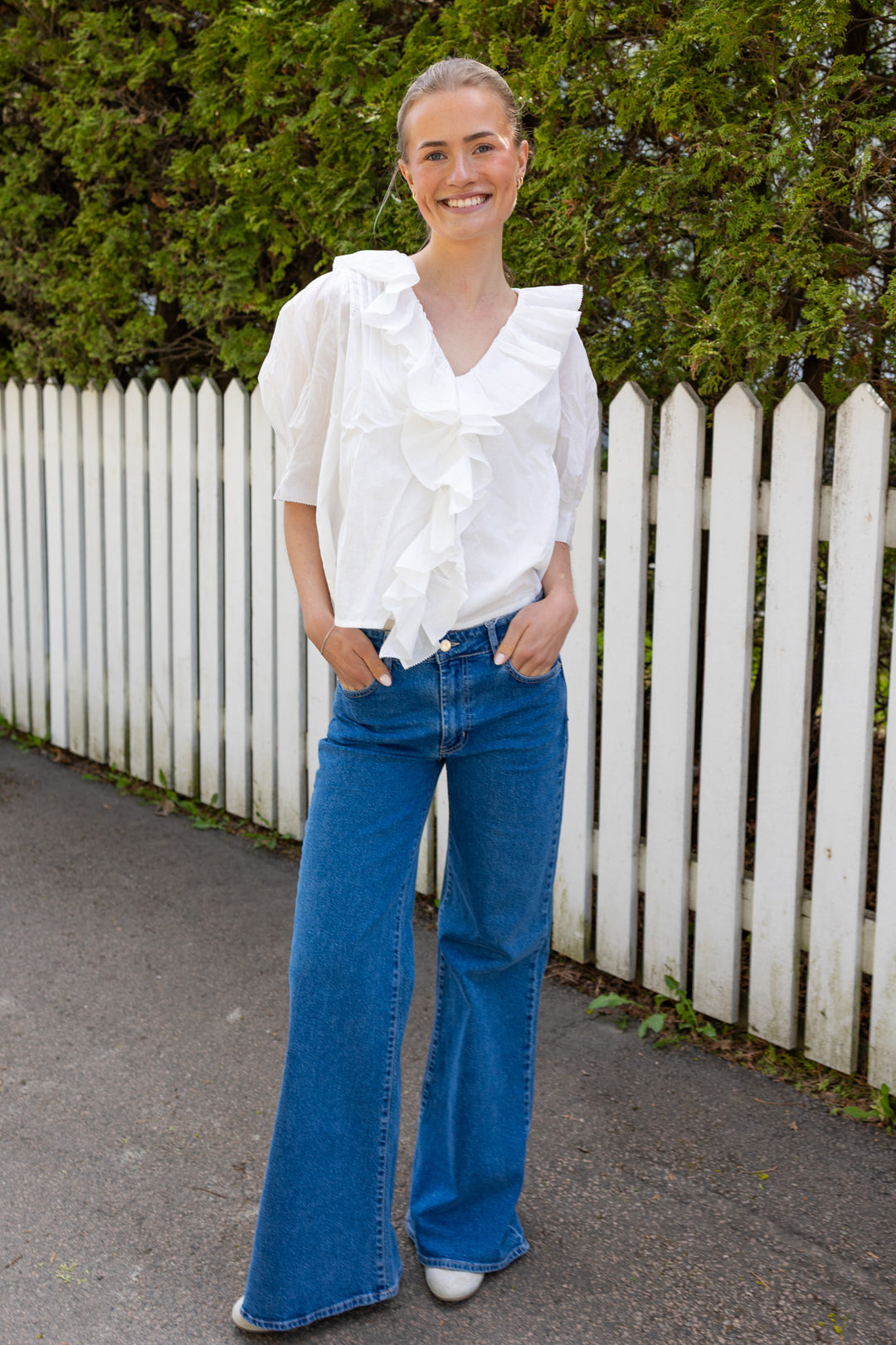 Cotton Frill Blouse White