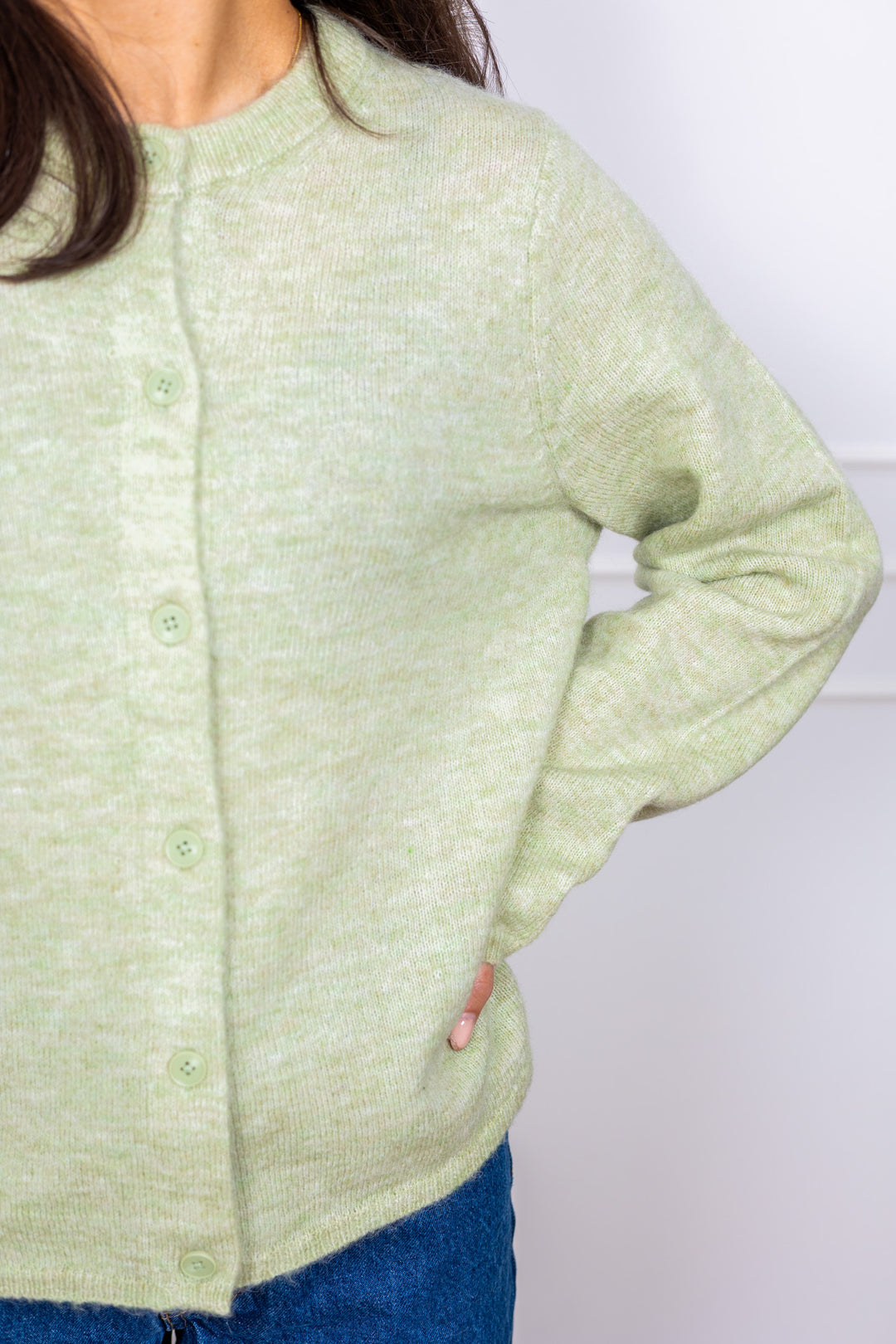 Lulu New Ls Knit Cardigan Lint Melange