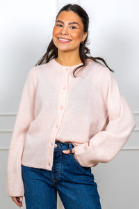 Lulu New Ls Knit Cardigan Pale Dogwood Melange