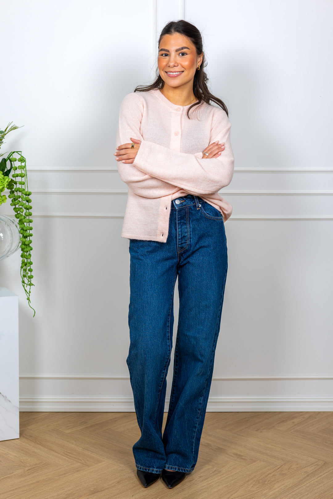 Lulu New Ls Knit Cardigan Pale Dogwood Melange
