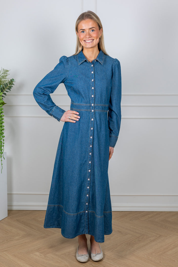Denim Button-Down Dress French Blue