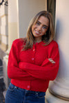 Sia Ras Ls Knit Cropped Cardigan Equestrian Red