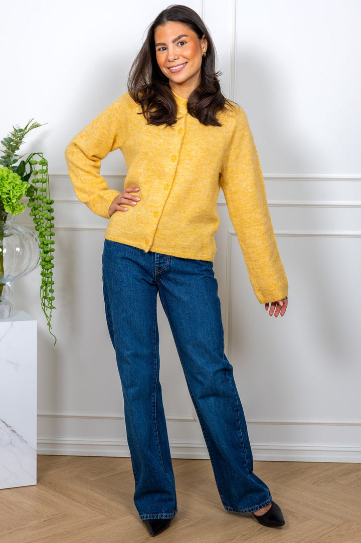 Lulu New Ls Knit Cardigan Ochre Melange