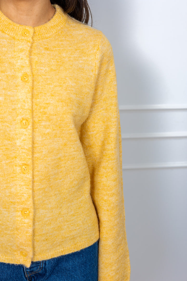 Lulu New Ls Knit Cardigan Ochre Melange