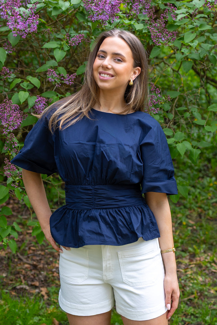 Annegret Poplin Blouse Navy