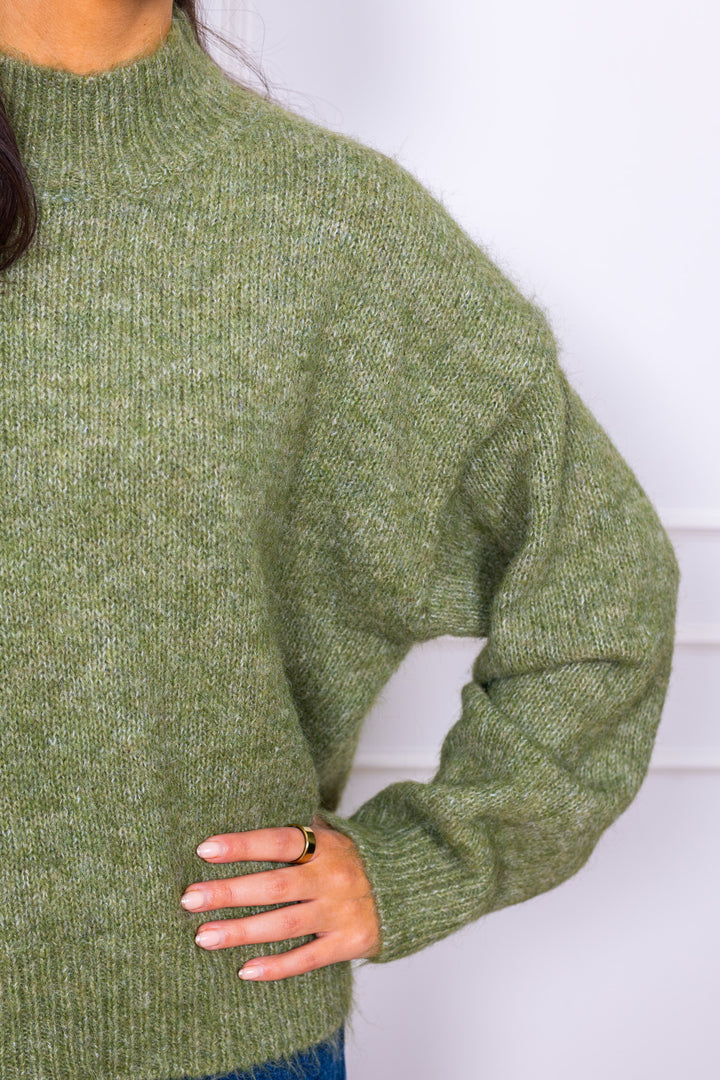 Paulina Fluffy Knit Blouse Dusty Green