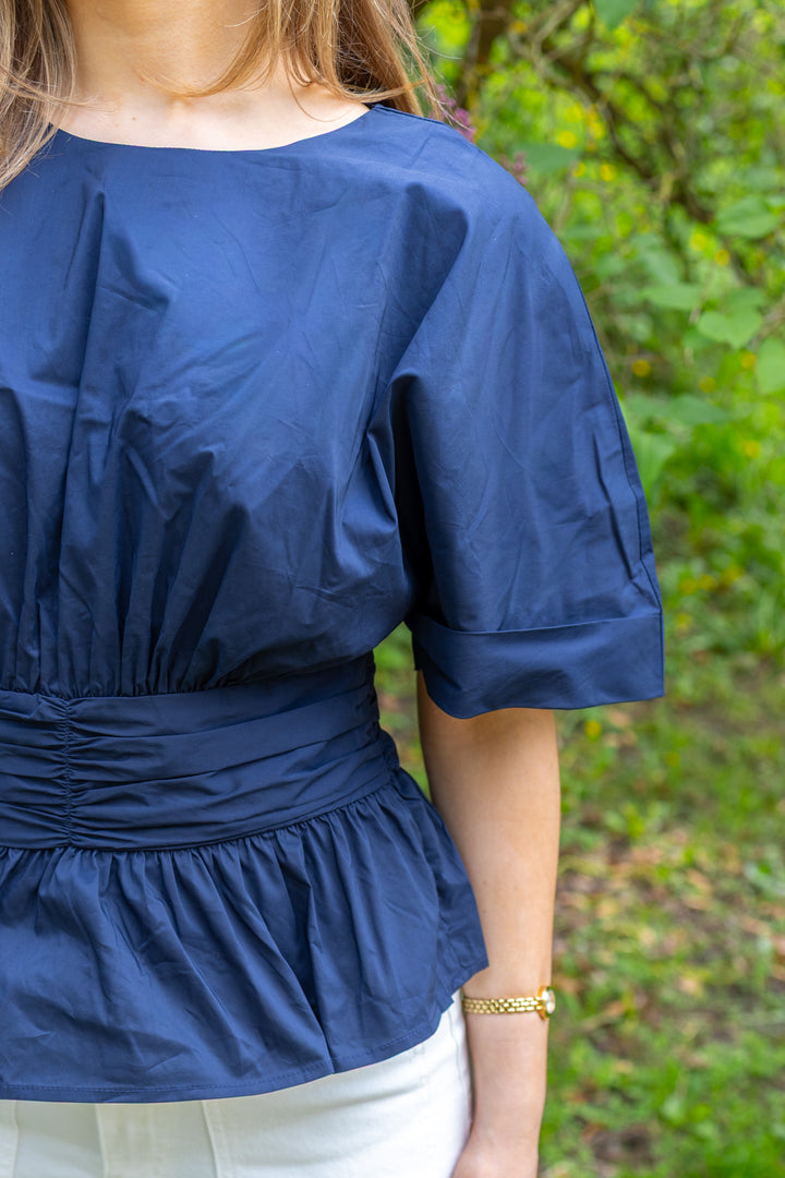 Annegret Poplin Blouse Navy