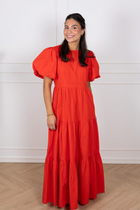 Colea Ss Ankle Dress Fiery Red