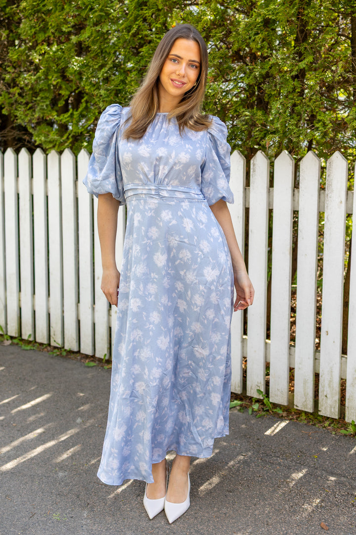 Kikka Faded Flower Dress Light Blue