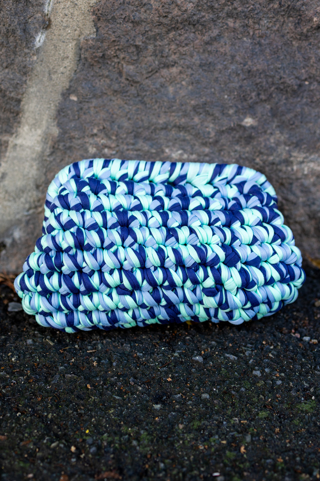 Handcrafted Cotton Clutch Blue Mix