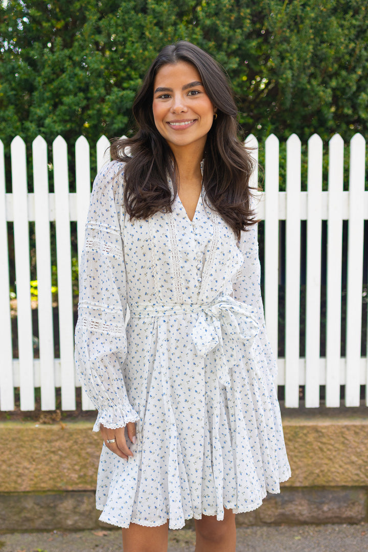 Birgitte Print Flower Dress Off White