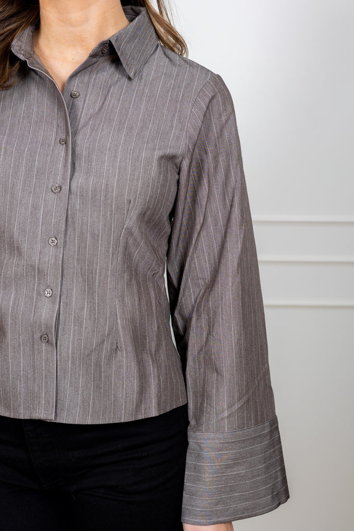 Rosa Pinstripe Melange Shirt Dusty Brown