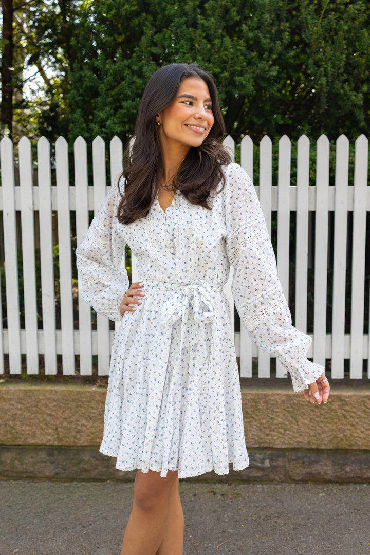 Birgitte Print Flower Dress Off White