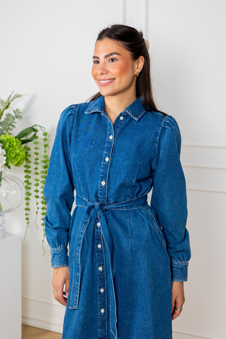 Runa Short Denim Dress Medium Blue Denim