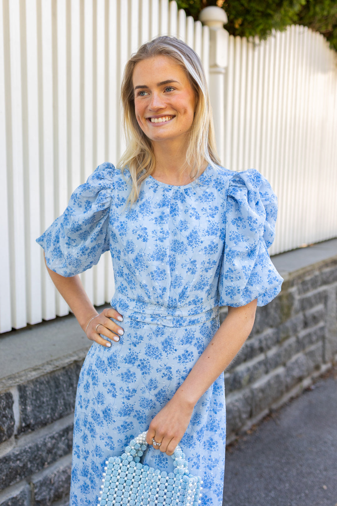 Kikka Chiffon Flower Dress Light Blue
