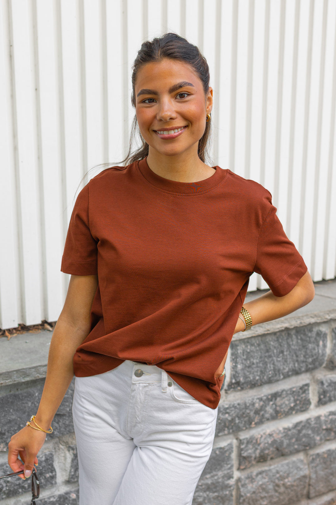 Essential Ss Boxy Tee Cherry Mahogany