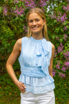Ansol Solid Chiffon Top Light Blue