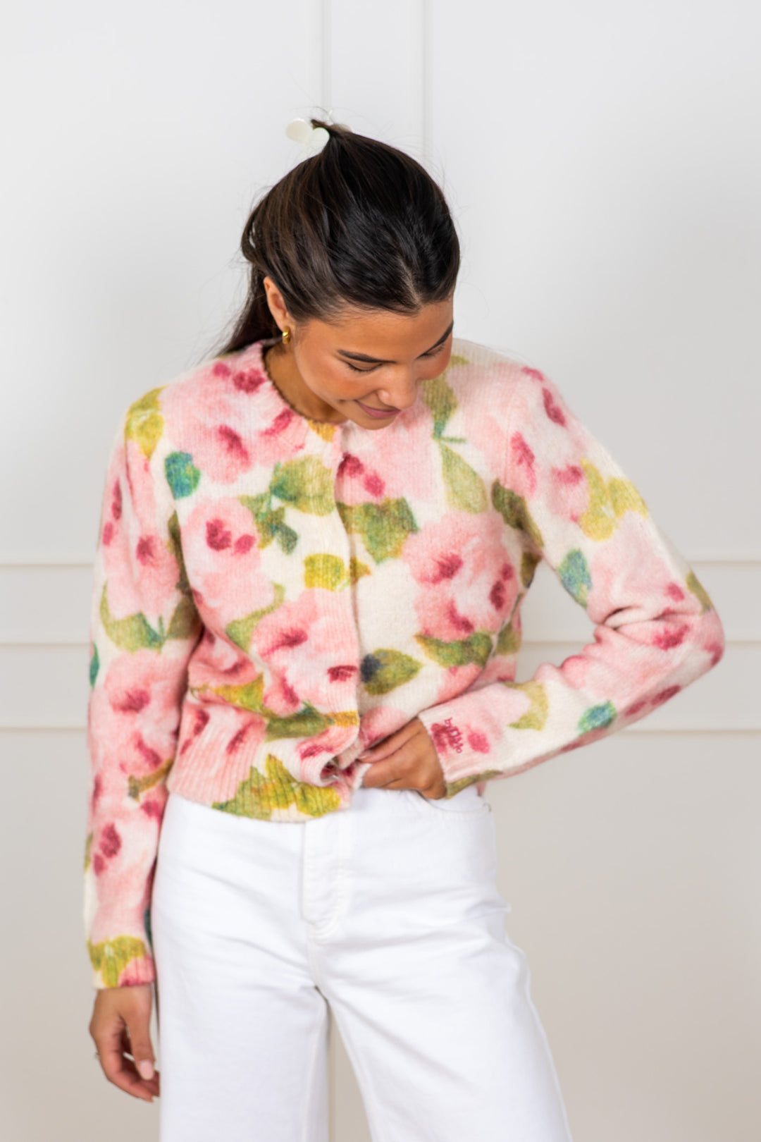 Hairy Knit Jacket Blush Rose