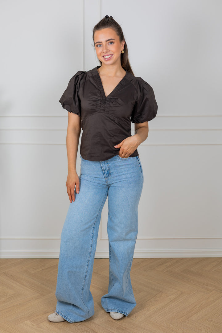 Irina Poplin Blouse Chocolate Brown