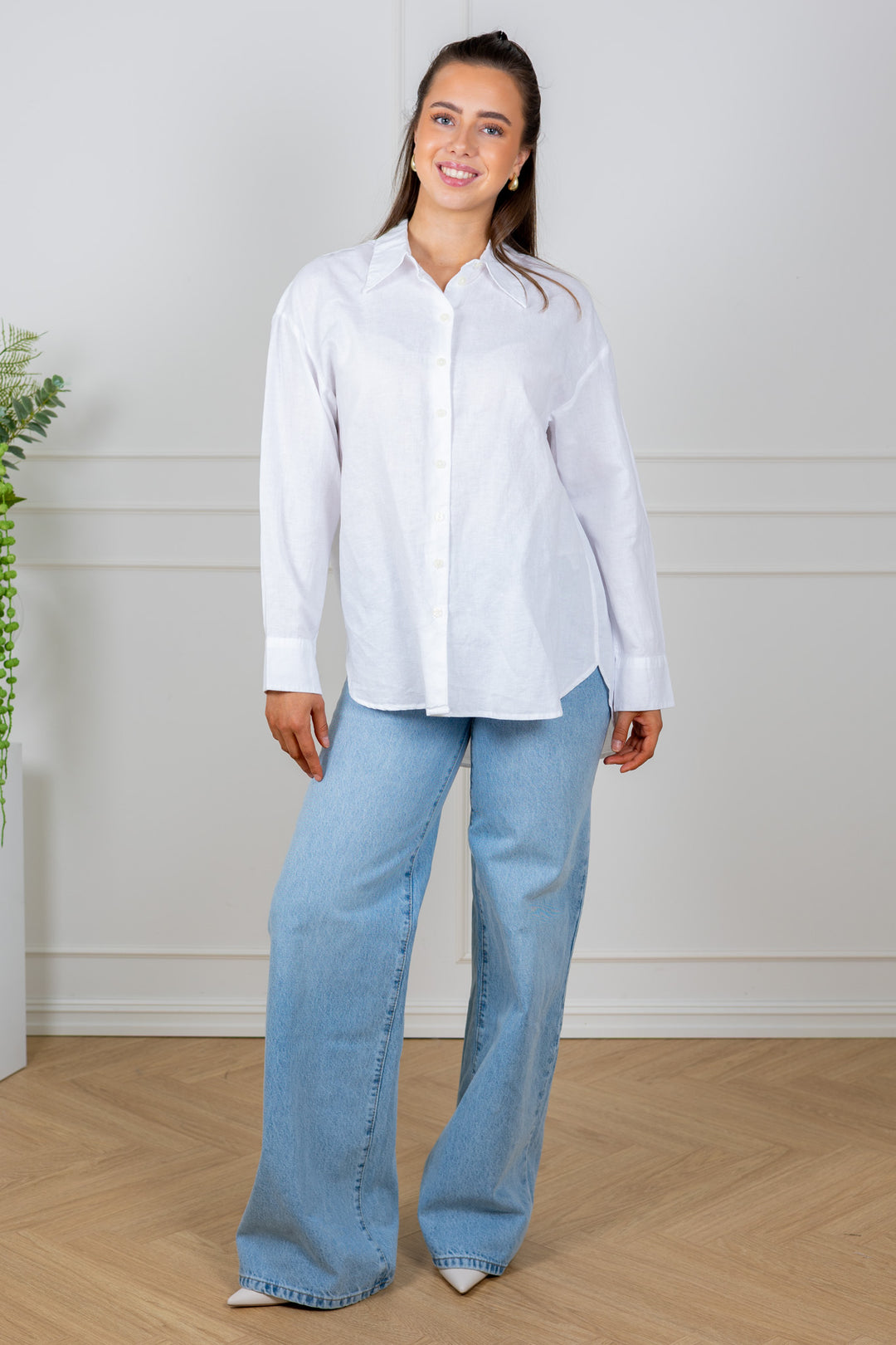 Cleo Oversize Linen Blend Shirt Bright White