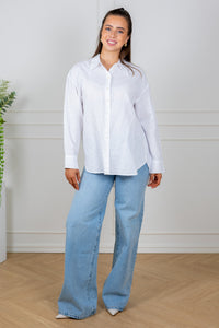 Cleo Oversize Linen Blend Shirt Bright White