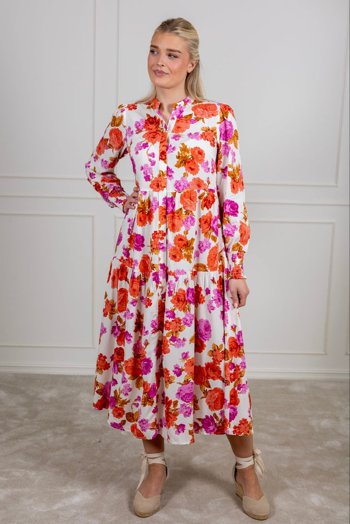 Yasasina Ls Long Shirt Dress Star White Emilie
