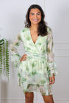 Florella Short Dress Dusty Green