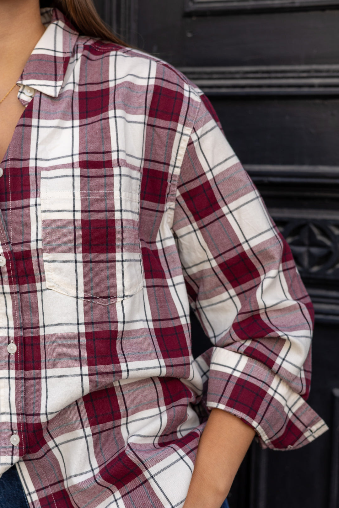 Samea Shirt Tawny Port Check