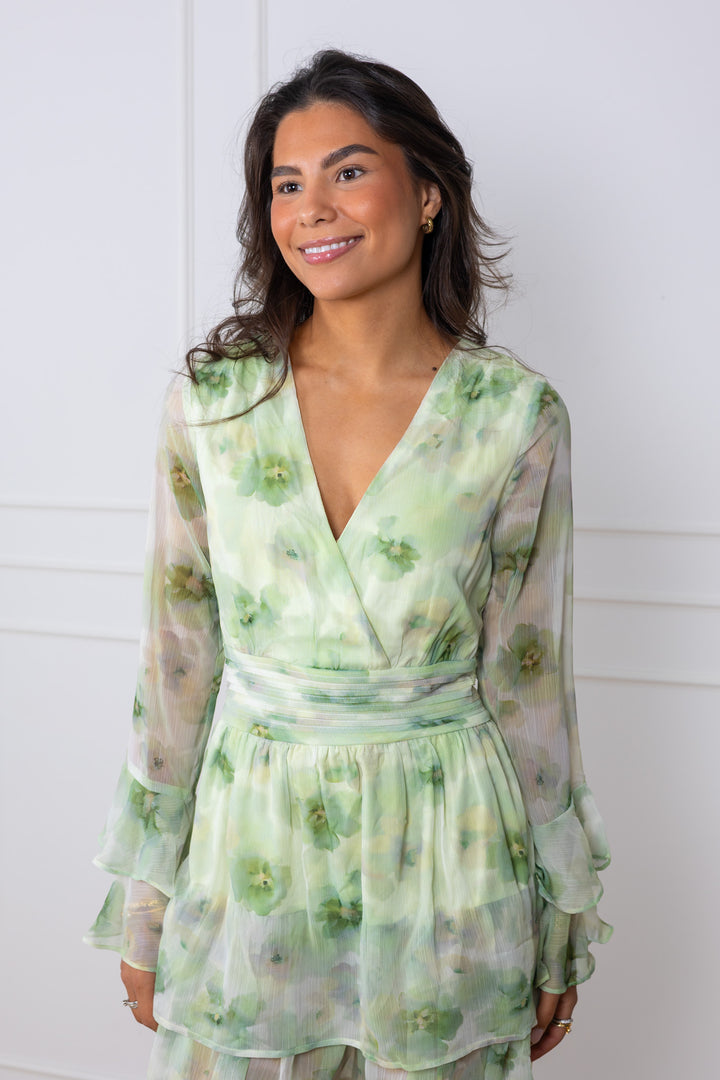 Florella Short Dress Dusty Green