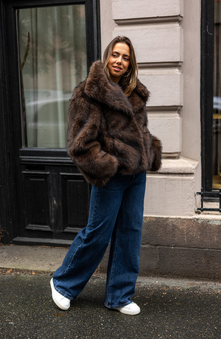 Stephanie Faux Fur Jacket Brown