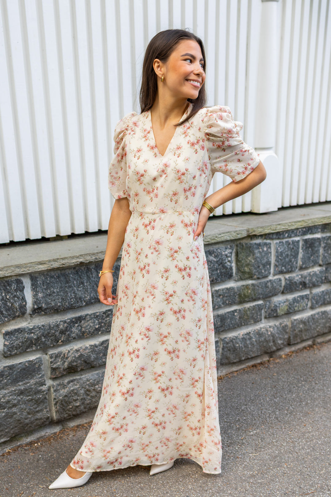 Vira Floral Dress Creme