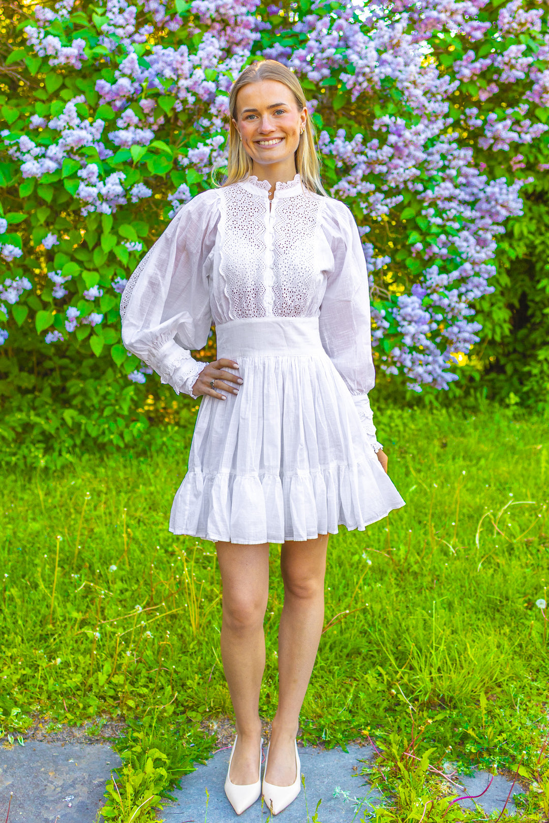 Cotton Slub Mini Dress White