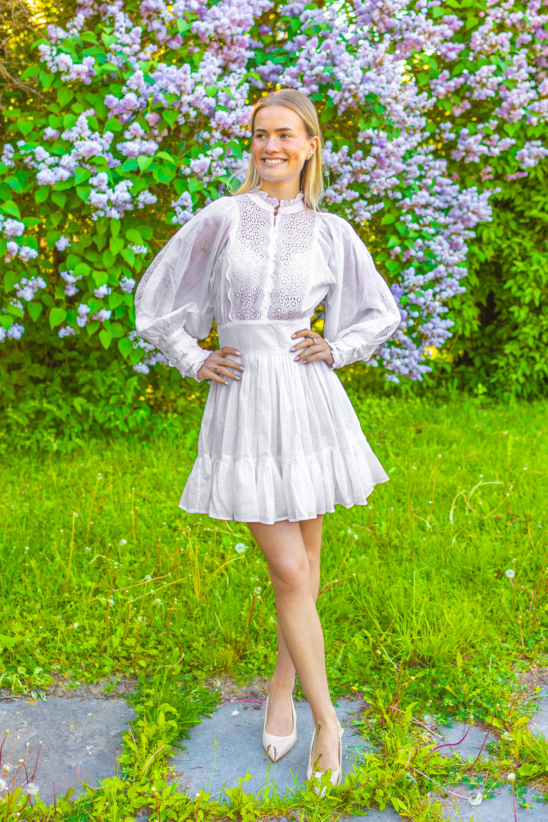 Cotton Slub Mini Dress White