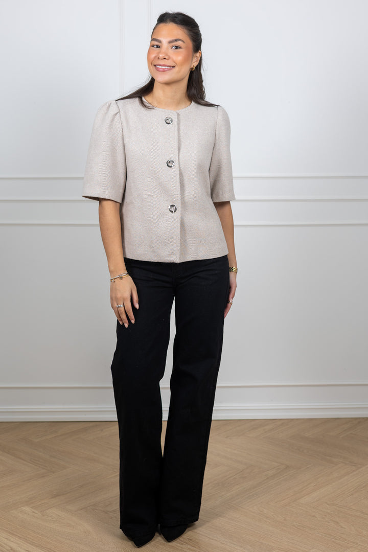 Xanthe Light Herringbone Blazer Sand