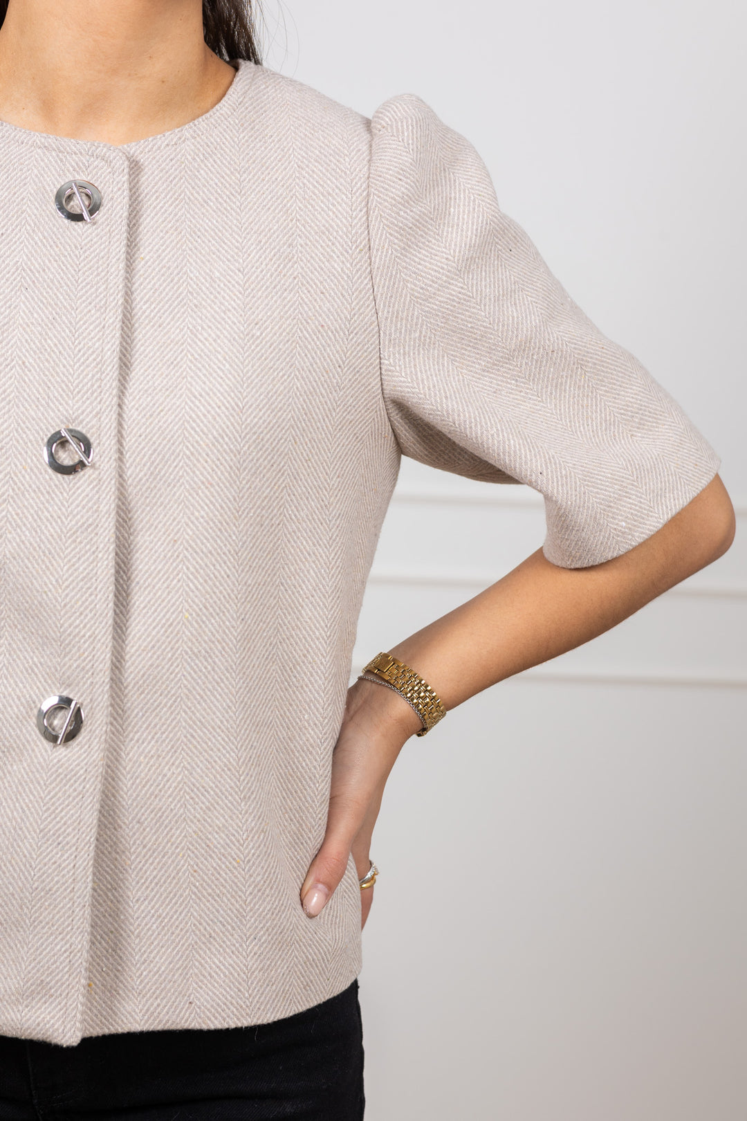 Xanthe Light Herringbone Blazer Sand