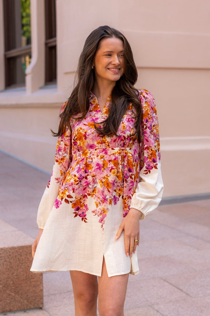 Cleo Ls Dress Birch Cleo Print