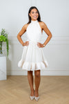 Fern Halterneck Ruffled Mini Dress White