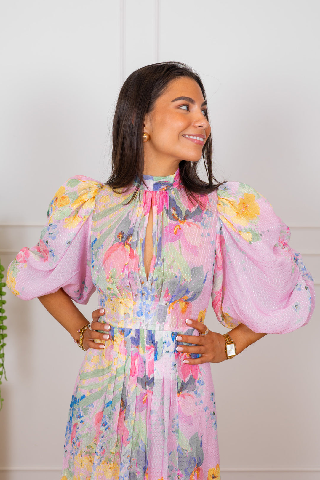 Dotted Georgette Tieback Gown Pink Meadow