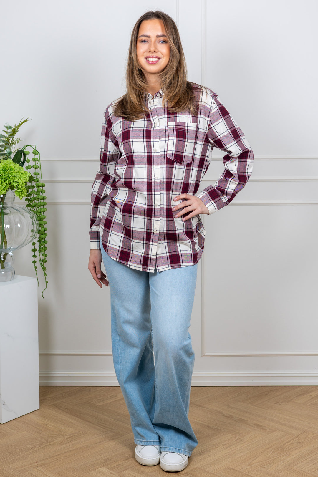 Samea Shirt Tawny Port Check